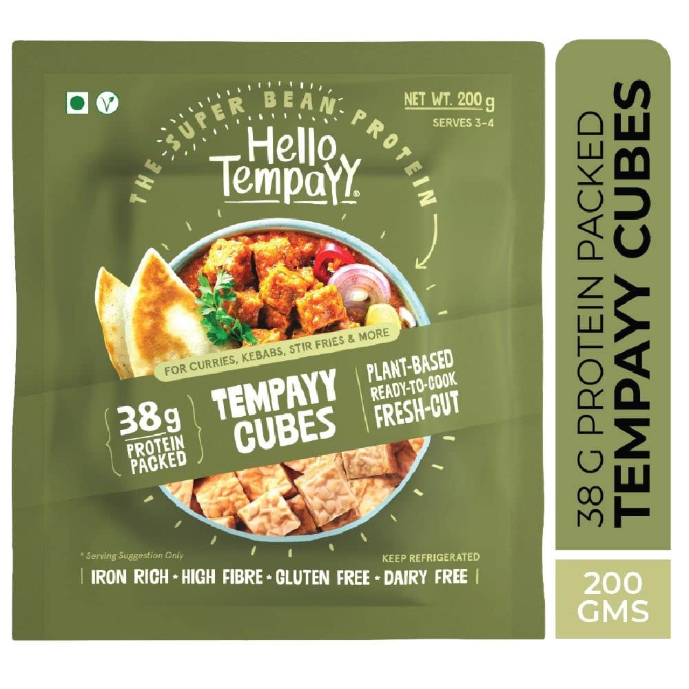 Hello Tempayy Soyabean Tempeh Cubes, 200 G
