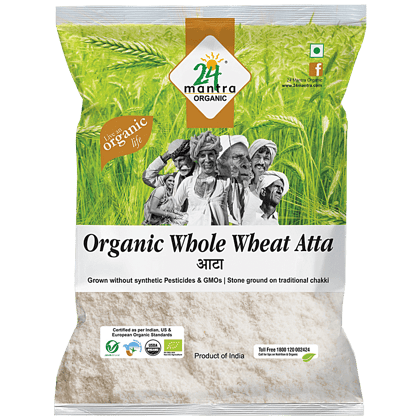 24 Mantra Organic Whole Wheat Atta, 1 kg Pouch