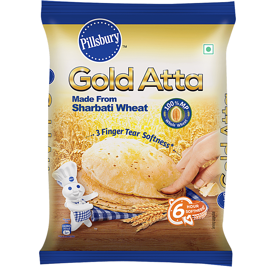 Pillsbury Gold Atta - 100% MP Sharbati Wheat, 12 Hours Softness, High Fibre Aata, 1 kg