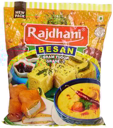 Rajdhani Organic Besan Flour - 100% Pure Chickpea Flour for Healthy Cooking - 500g Pack |Rajdhani Besan | 100% Chana Dal Besan | Organic Gluten Free Besan |