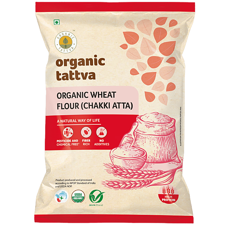 Organic Tattva Wheat Flour (Atta), 5 kg Pouch