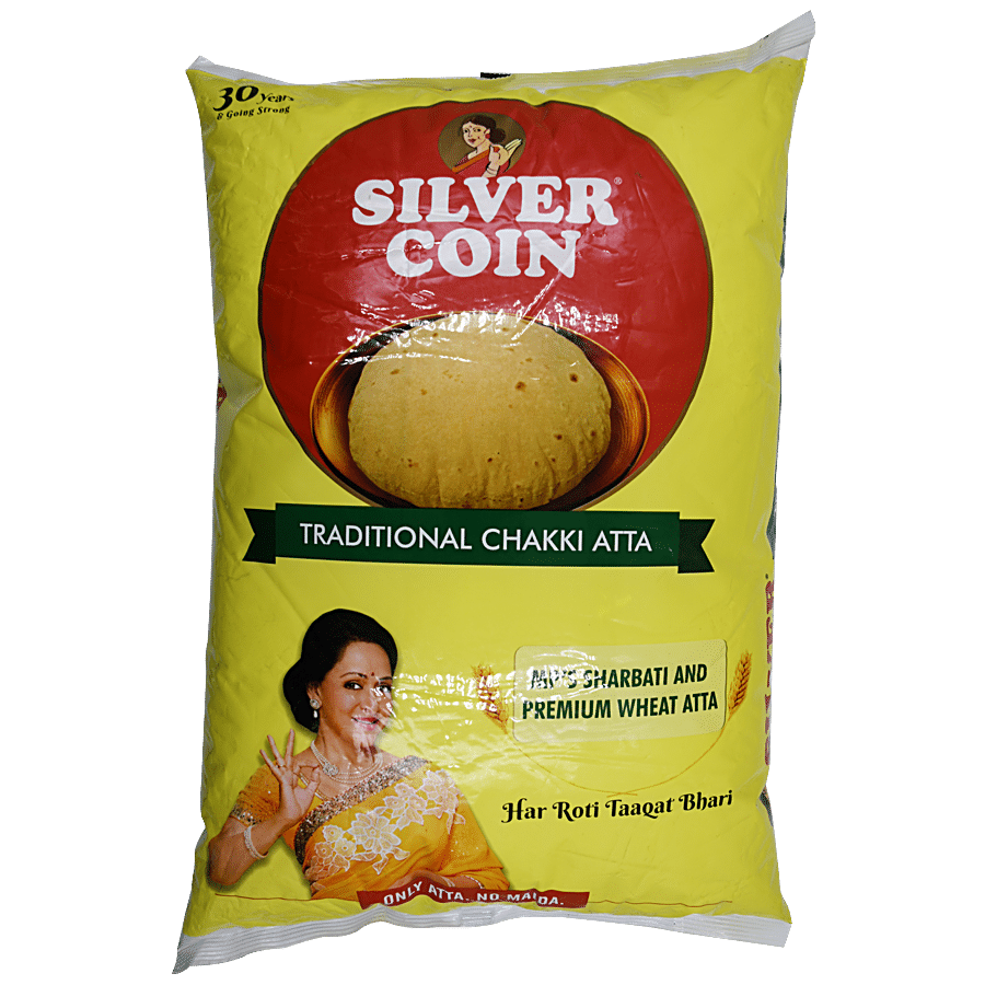 Silver Coin Traditional Chakki Atta, 10 Kg Pouch