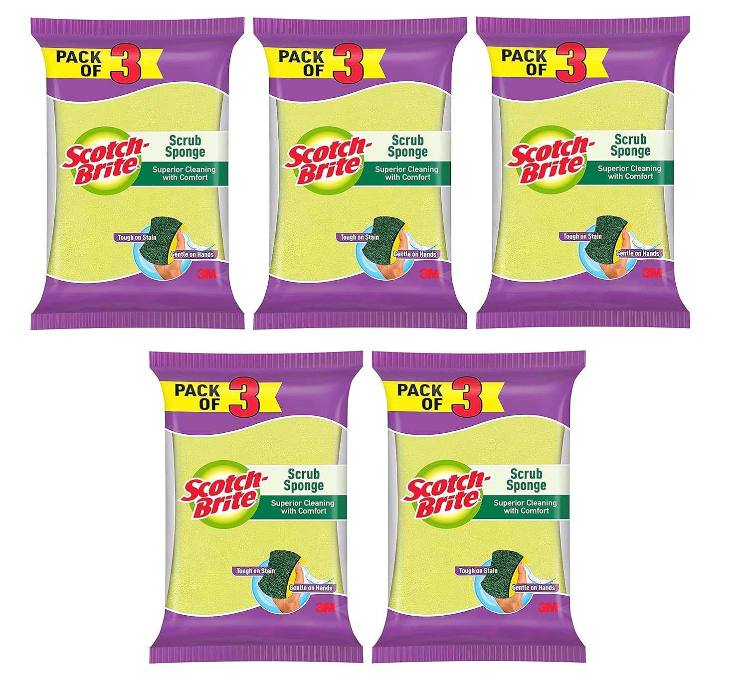 Scotch-Brite Scrub Sponge Ideal For Dishwash Liquid Pack Of 3 ( 10Cm X 6Cm)