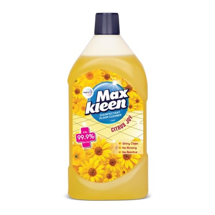 Maxkleen Wipro Citrus Joy Disinfectant Floor Cleaner| 99.9% Germ Protection With Deep Cleaning Technology| Safe For Kids & Pets 1.25L