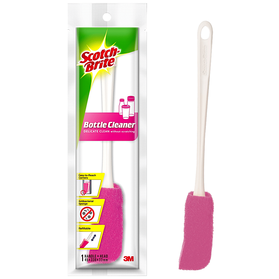 Scotch Brite Bottle Cleaner Brush With Anti-Bacterial Sponge & Non-Scratch Cleaning, 1 Pc