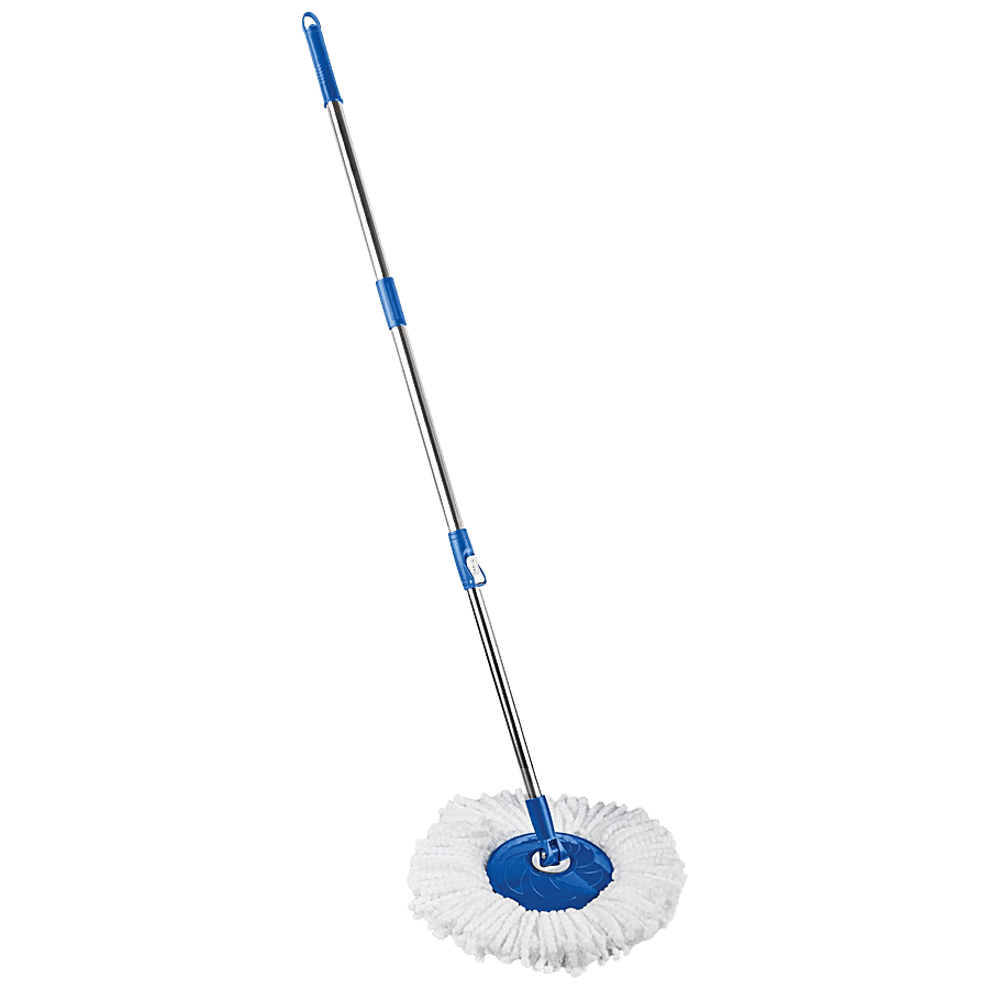 Gala Spin Mop - Microfibre & Plastic, Height Adjustment Rod, With Refill, Blue, 1 Pc