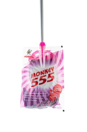 Monkey 555 Single Clip Mop for Wiping Floor | Super Absorbent Multicolor Cotton Yarn | CPVC Plastic Clip & Holder | Durable | Easy Refill Head | Floor Cleaning Mops