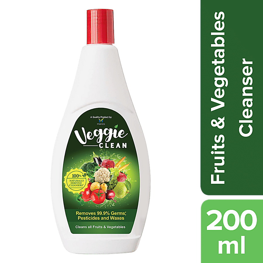 Veggie Clean Fruits & Vegetables Washing Liquid - Removes 99.9% Germs, Pesticides & Waxes, 200 Ml