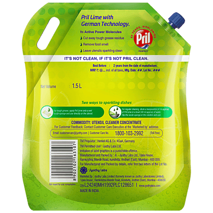 Pril Dishwash Liquid Gel - Lime, 1.5 L