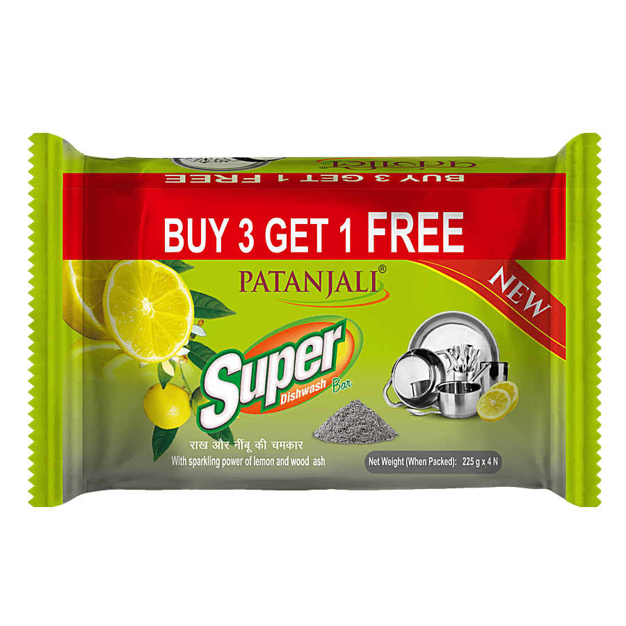 Patanjali Super Dishwash Bar, 225 G