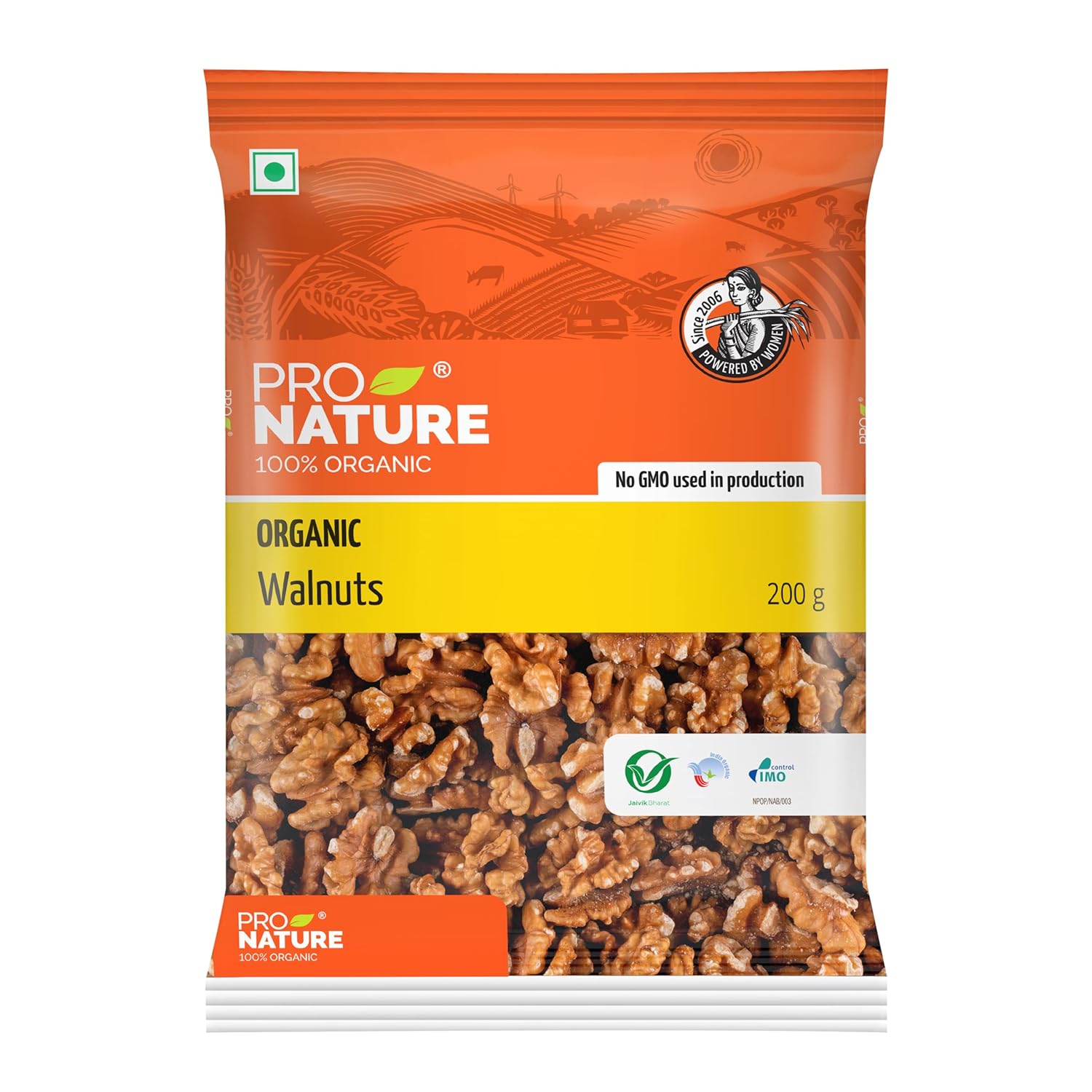 Pro Nature 100% Organic Walnuts, 200G, Dry Fruit