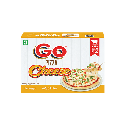 Go Processed Pizza Mozzarella & Cheddar Cheese - Soft & Stringy, 400 G Carton