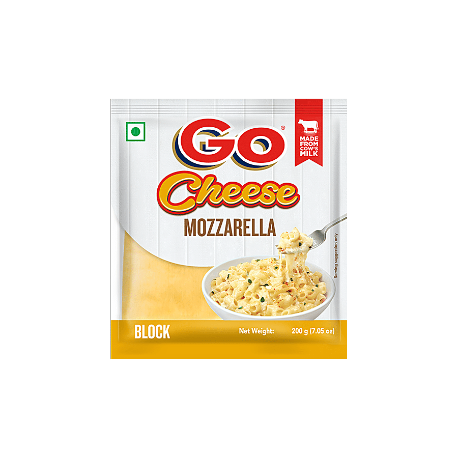 Go Mozzarella Cheese Block, 200 G Pouch