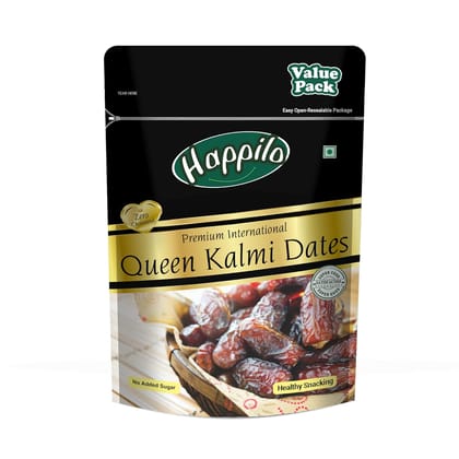 Happilo Premium International Queen Kalmi Dates 350g | Fresh & Soft Khajur Dry Fruit with Natural Sweetness | Sourced from Saudi Arabia | 100% Naturally Dried & free from any Preservative