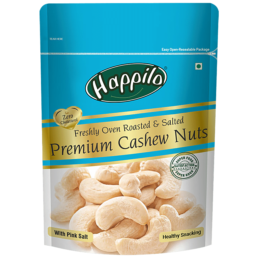 Happilo Premium Roasted and Salted Cashews 200 g | Freshly Oven Roasted | Premium Kaju nuts | Nutritious, Crunchy & Delicious | Gluten Free | Plant-Based Protein