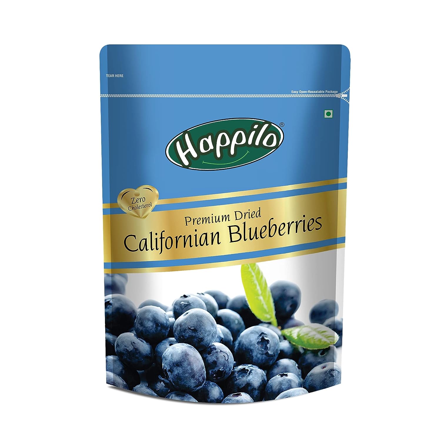 Happilo Premium Dried Californian Blueberries 150 g (Pack of 1) | Rich in Calcium and Vitamin K | Vegan, Non-GMO & No Preservatives | Ideal For Snacking