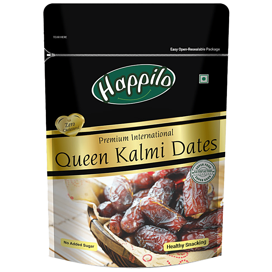 Happilo Premium International Fresh Queen Kalmi Dates 200 gm | 100% Naturally Dried Dates | Sourced from Saudi Arabia | Vegan & No Artificial Flavour
