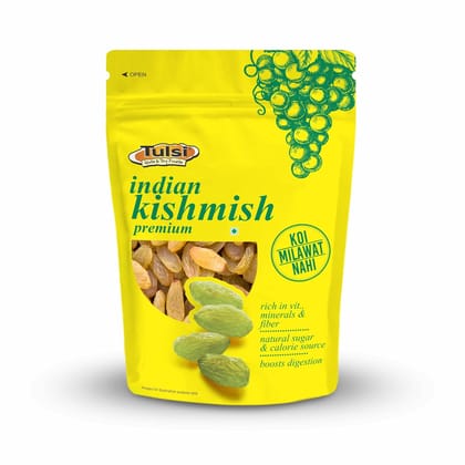 Tulsi Dried Indian Kishmish 500g | Seedless Kishmish | Green Raisins | Dry Fruits | Healthy & Tasty Snacks | Fat Free | Source of Dietary Fiber