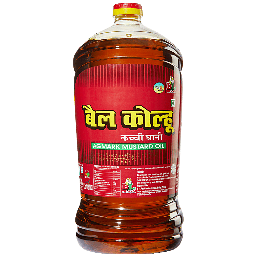 Bail Kolhu Kachi Ghani Mustard Oil, 5 L Jar