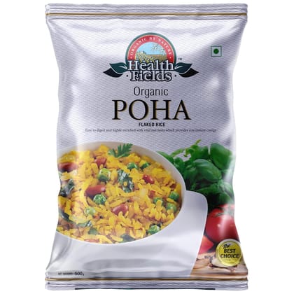 Health Fields Organic Poha / Flattened Rice - 1 Kg (2 x 500 Gm Pouch)