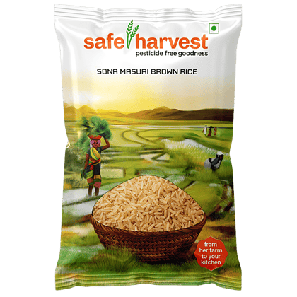 Safe Harvest Sona Masuri Unpolished Brown Rice/Akki - Pesticide Free, 1 Kg