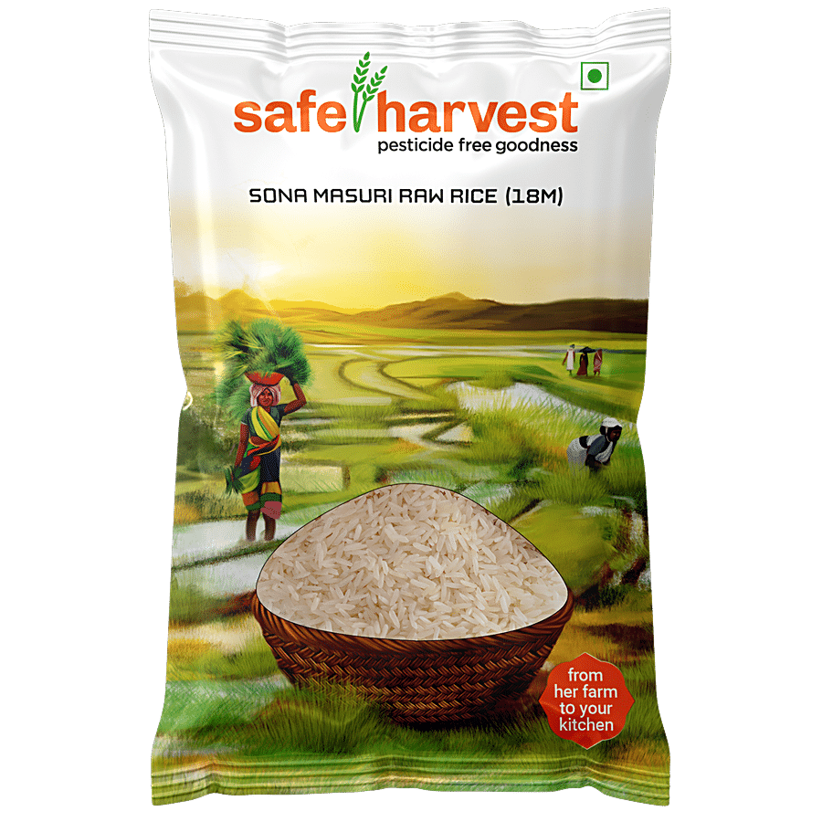Safe Harvest Sona Masuri Raw Rice/Akki - 18 Months, Pesticide Free, 1 Kg