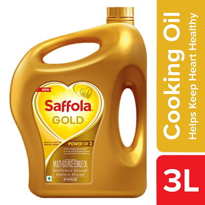 Saffola Gold Refined Cooking Oil, 3 L Jar