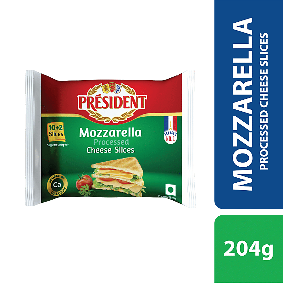 President Mozzarella Cheese Slice - Processed, Premium, 204 G
