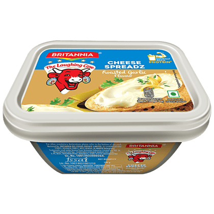 Britannia The Laughing Cow Processed Cheese Spreadz - Roasted Garlic Flavour, 180 G Tub