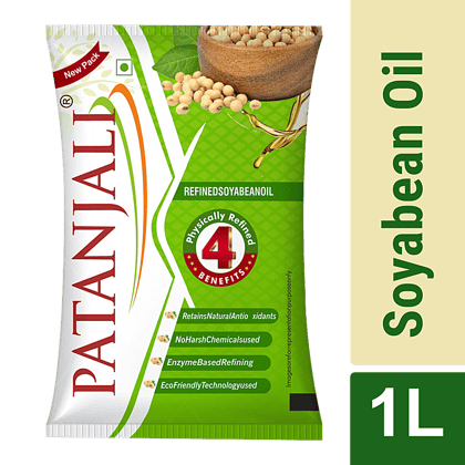 Patanjali Fortified Soyabean Oil, 1 L Pouch