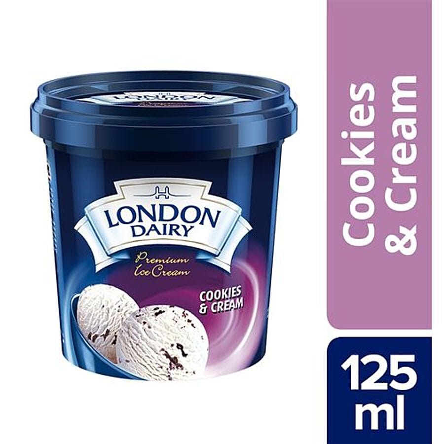 London Dairy Premium Ice Cream - Cookies & Cream, 125 Ml Cup
