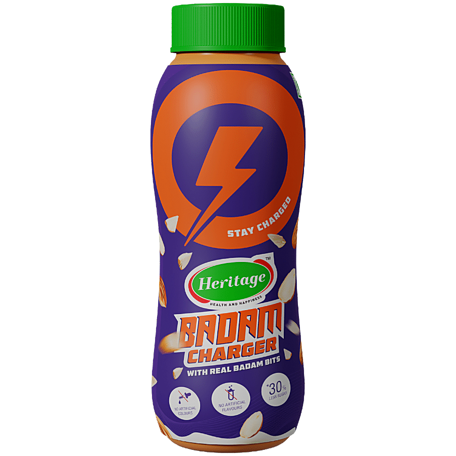 Heritage Premium Badam Milk - With Real Nuts, Rich In Nutrients, Stimulates Bone Growth, 180 Ml