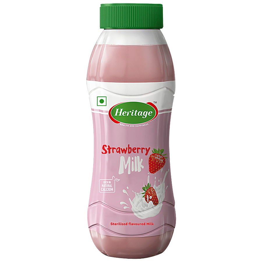 Heritage Flavoured Milk - Strawberry, 200 Ml Bottle