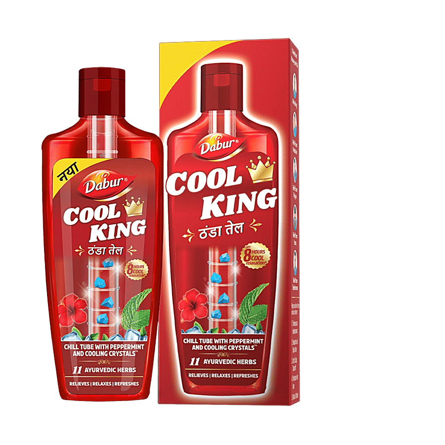 Dabur Cool King Thanda Tel - With 11 Ayurvedic Herbs, Relieves Headache, Fatigue, Stress & Sleeplessness, 87 Ml