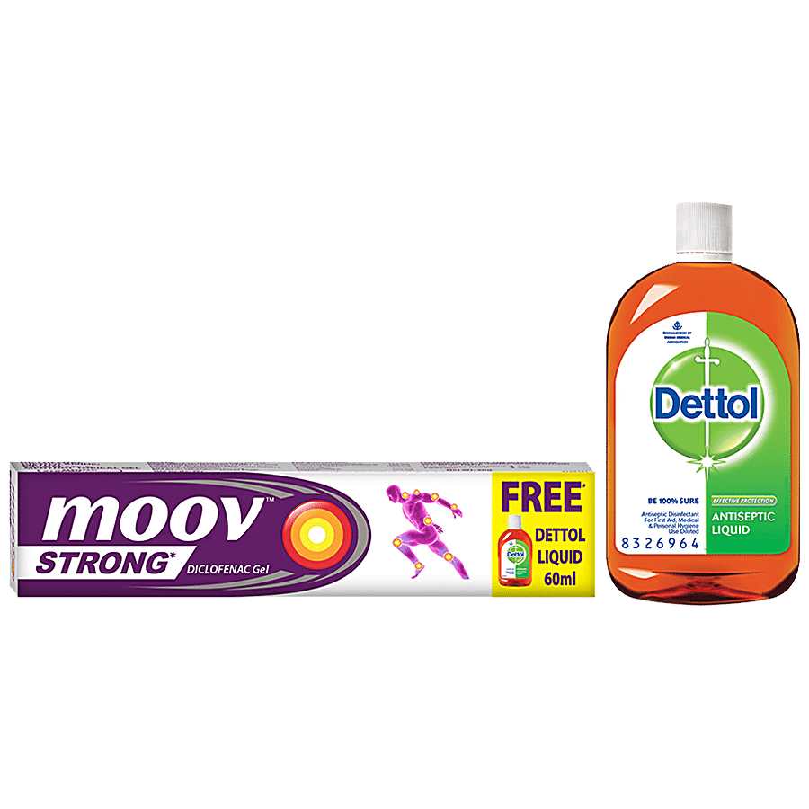 Moov Strong Instant Pain Relief Diclofenac Gel, 30 G (Get Dettol Antiseptic Liquid Free, 60 Ml)