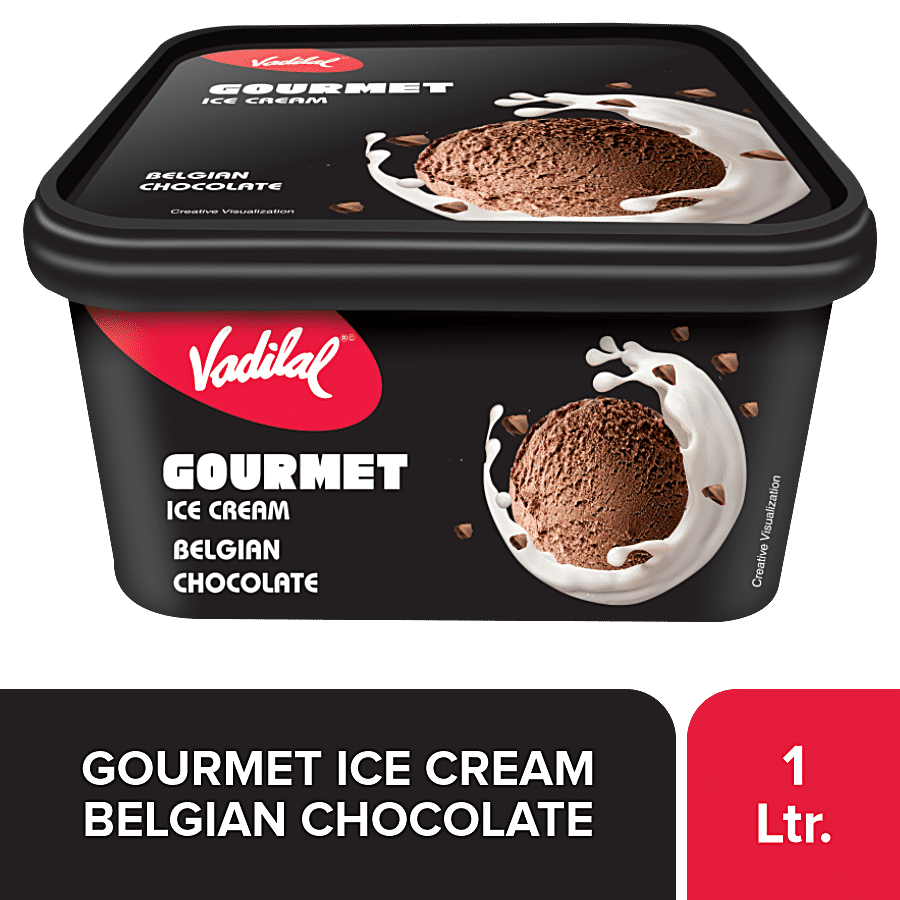 Vadilal Gourmet Ice Cream - Belgian Chocolate, Rich & Creamy Dessert, 1 L Tub