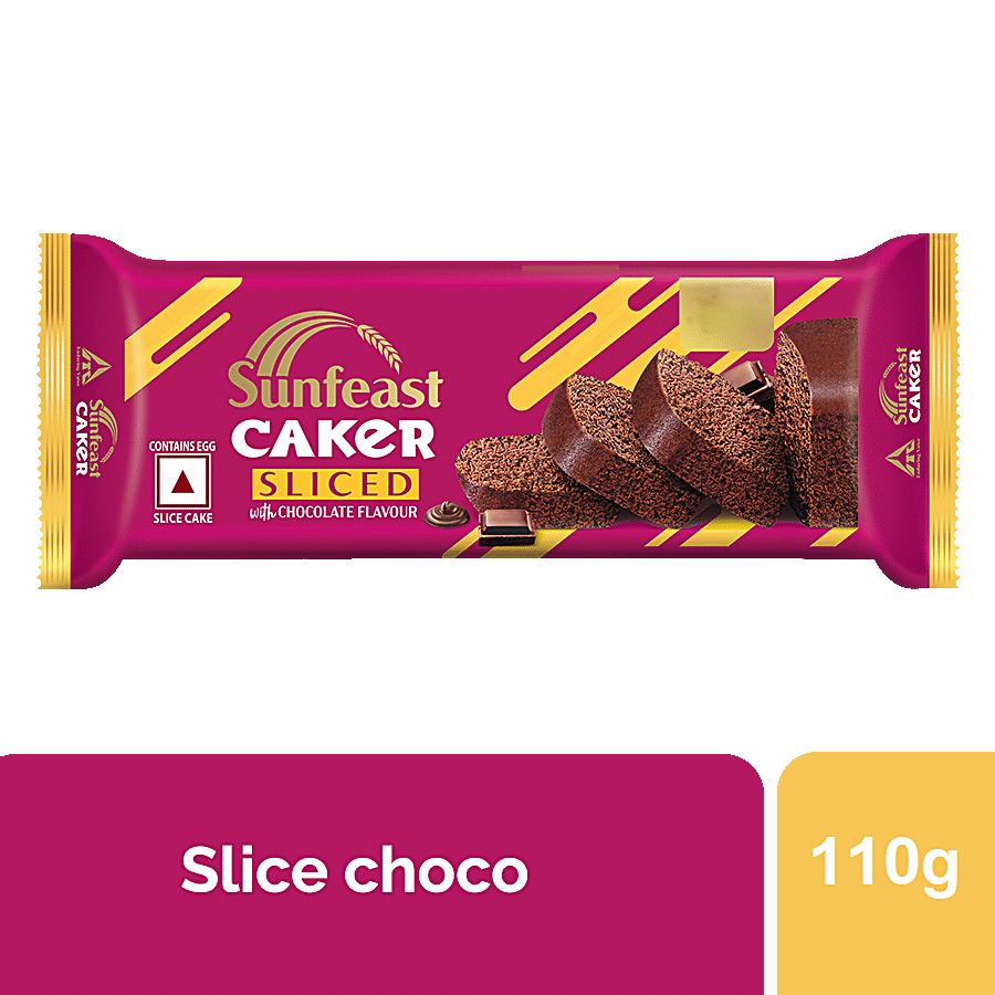 Sunfeast Caker Sliced Cake - Chocolate Flavour, Luscious, 110 G