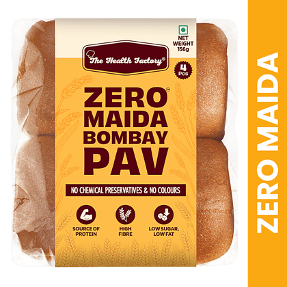 The Health Factory Zero Maida Bombay Pav - 100% Whole Wheat, 156 g