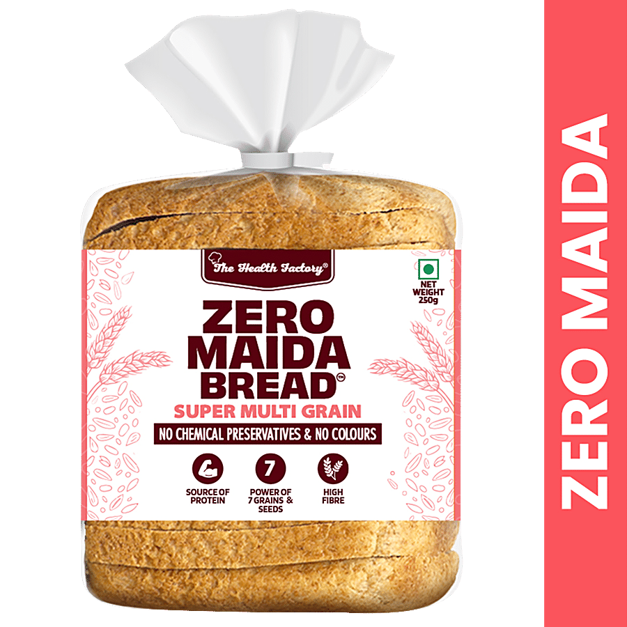 The Health Factory Zero Maida Bread - Super Multi Grain, 250 G