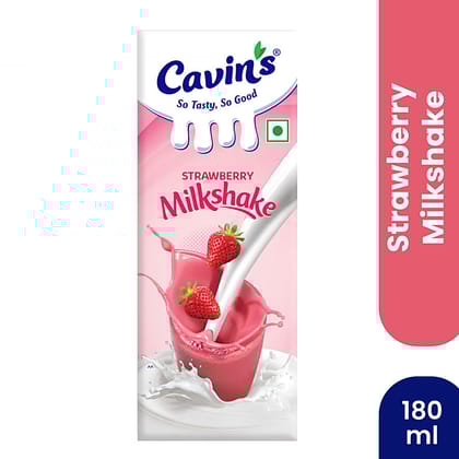 Cavins Strawberry Milkshake - With Zinc, Vitamin A & D Added, Immunity Booster, 180 ml Tetra Pack