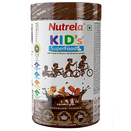 Patanjali Nutrela Kids' Superfood - Milk Proteins, Vitamins & Botanical Extracts, Chocolate, 400 G