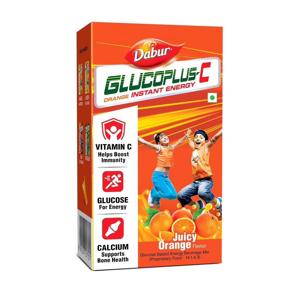 Dabur Glucoplus-C Instant Powder Energy Glucose (Orange Flavour) - 1Kg | Replenishes Energy | 20% More Glucose In Every Sip | Vitamin C Helps Boosts Immunity | Calcium Supports Bone Health