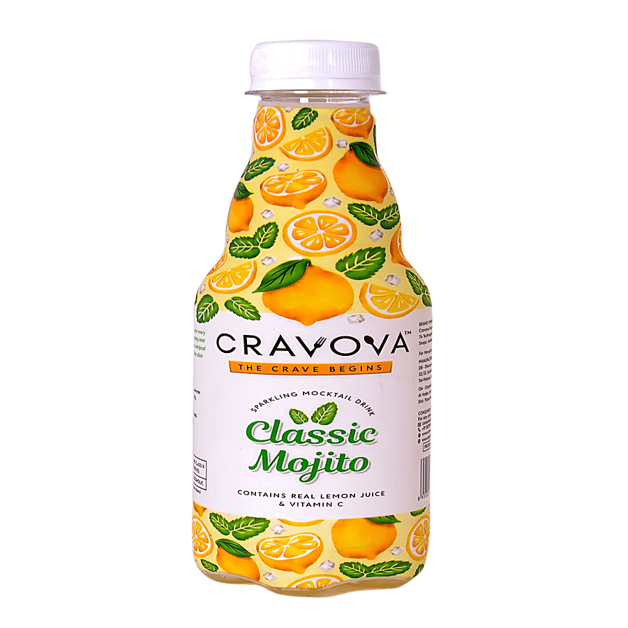 Cravova Sparkling Mocktail Drink - Classic Mojito, Contains Real Lemon Juice & Vitamin C, 300 ml