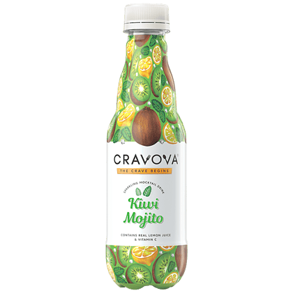 Cravova Sparkling Mocktail Drink - Kiwi Mojito, Contains Real Lemon Juice & Vitamin C, 300 Ml