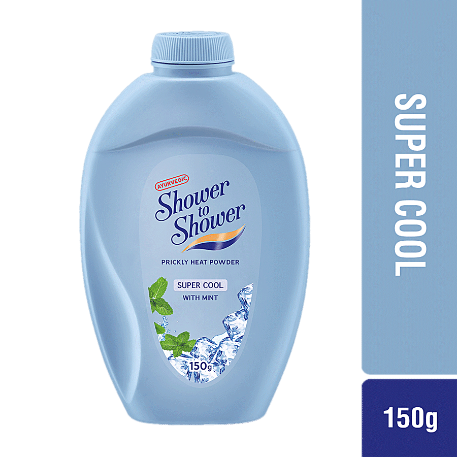 Shower To Shower Prickly Heat Powder - Super Cool With Mint, Ayurvedic, Absorbs Sweat, 150 G