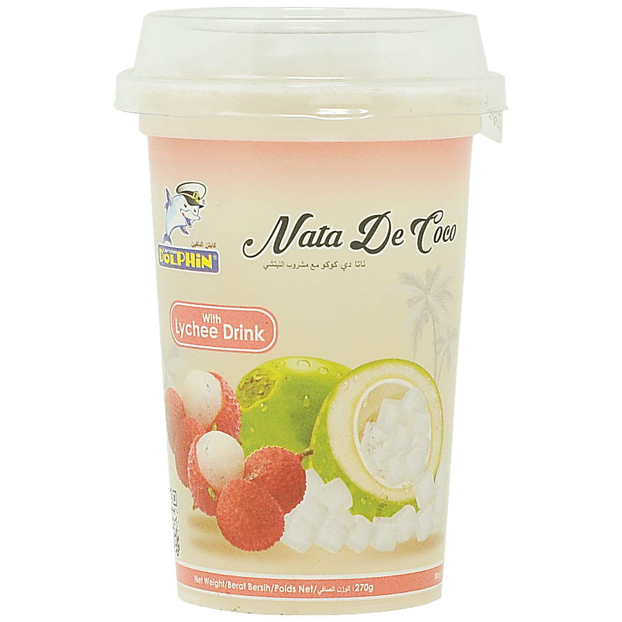 Dolphin Juice Drink With Nata De Coco - Lychee, 270 Ml