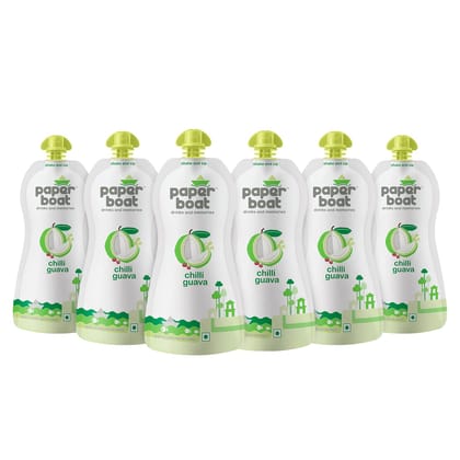 Paper Boat Chilli Guava Fruit Juice, No Preservatives And Colours (Pack Of 6, 200Ml Each)