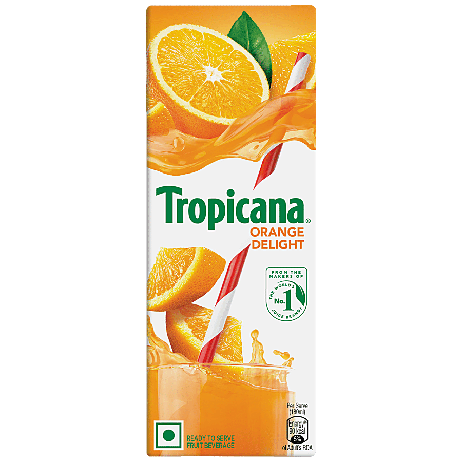 Tropicana Orange Delight Fruit Juice - No Added Preservatives, 180 ml Tetra