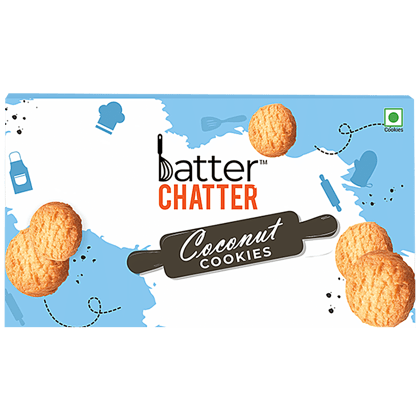 BATTER CHATTER Coconut Cookies - Crunchy Snack, Healthy, 200 g