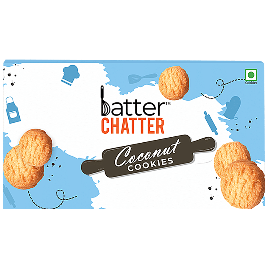 BATTER CHATTER Coconut Cookies - Crunchy Snack, Healthy, 200 g